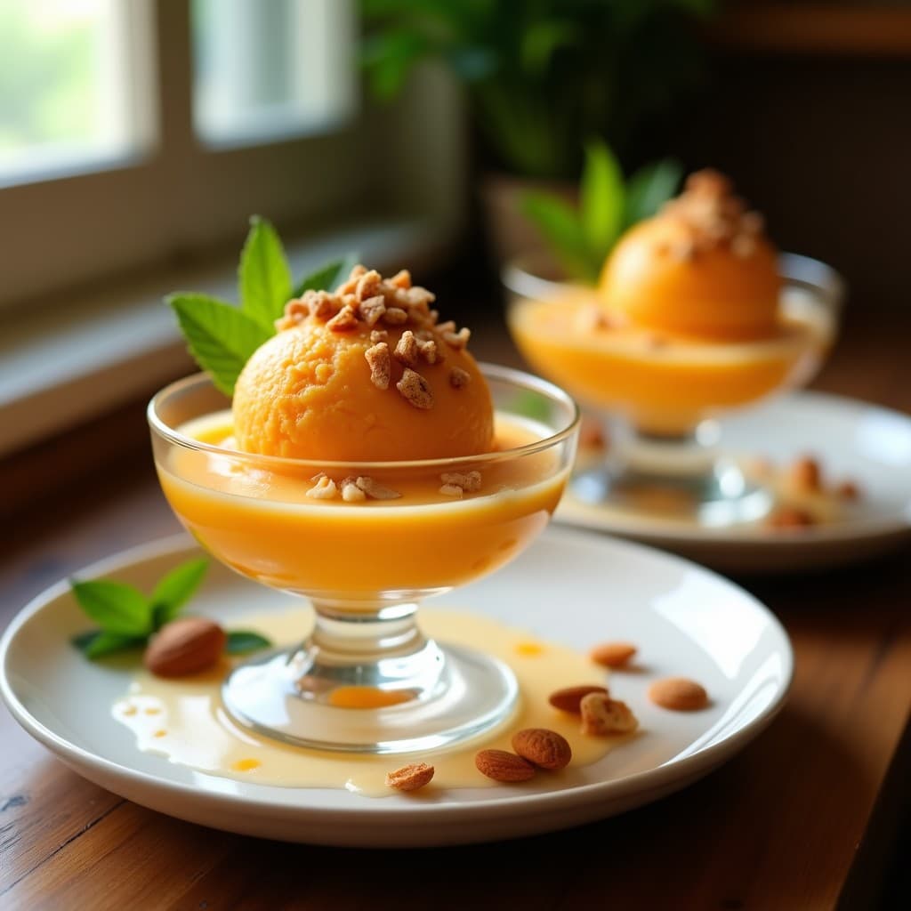 Helado de Mamey Sapote y Nougat de Almendra: Postre Caribeño Sin Lácteos