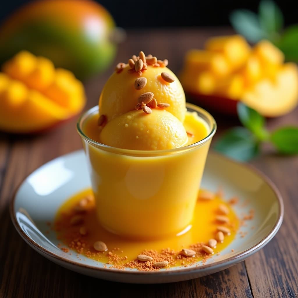 Helado de Mango y Chile de Árbol con Topping de Semillas de Pepita: Postre Mexicano Sin Lácteos