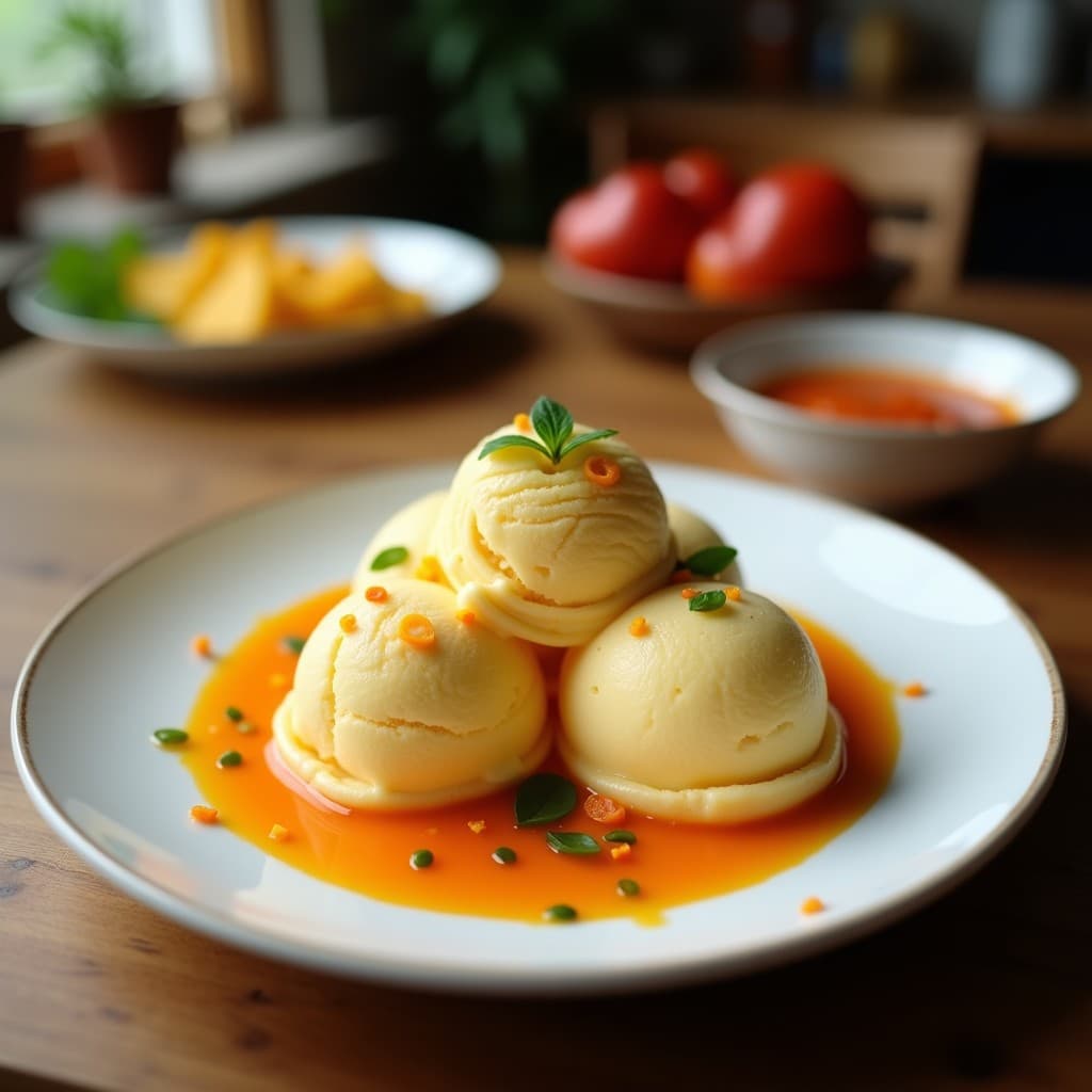 Helado de Mango y Chile en Polvo con Trozos de Coco: Postre Mexicano Dulce-Picante