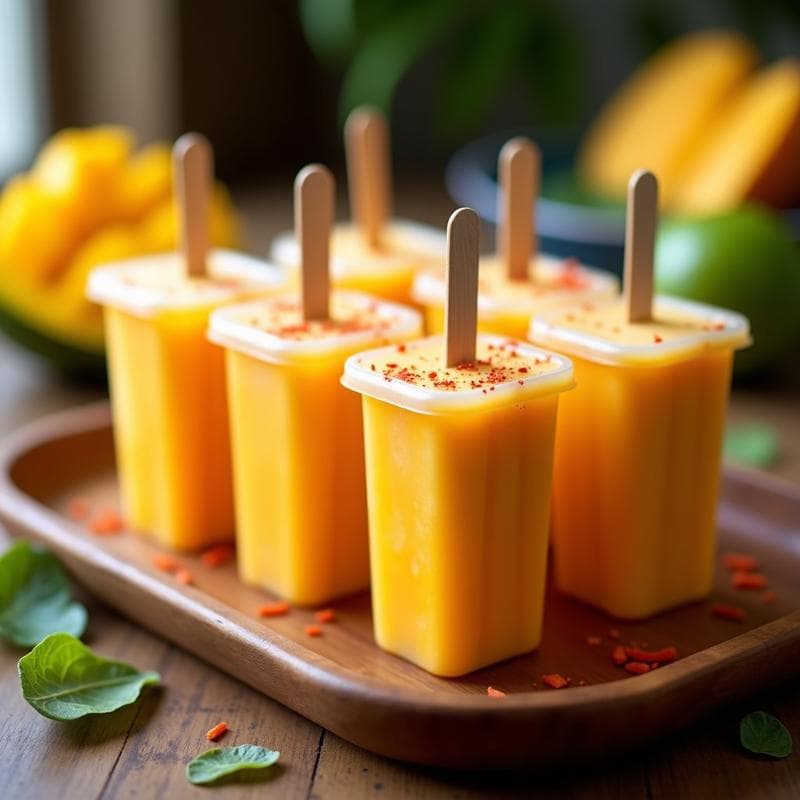 Helado de Mango y Chile en Polos: Postre Mexicano Sin Azúcar y Vegano