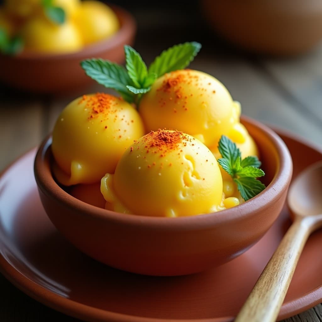Helado de Mango y Chili con Trozos de Ají Limón: Postre Mexicano Picante y Dulce