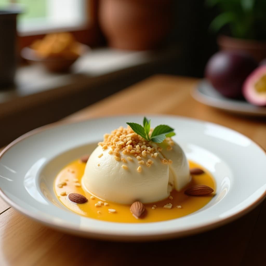 Helado de maracuyá y coco con trozos de almendra: Postre brasileño keto