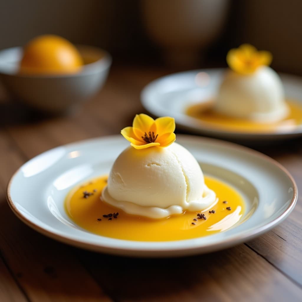 Helado de Maracuyá y Coco con Trozos de Jengibre Confitado: Postre Vegano y Tropical