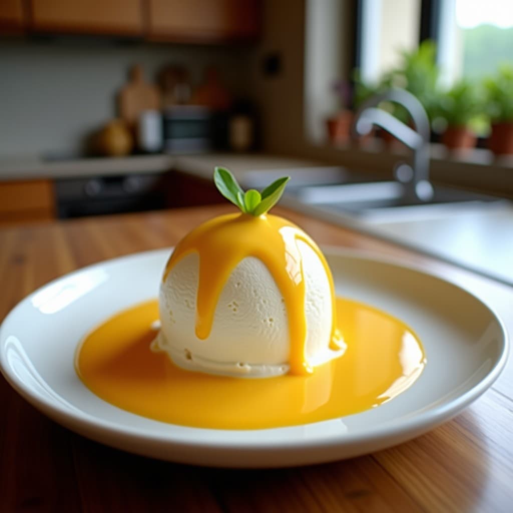 Helado de Maracuyá y Yogur de Coco con Salsa de Mango: Postre Brasileño Vegano