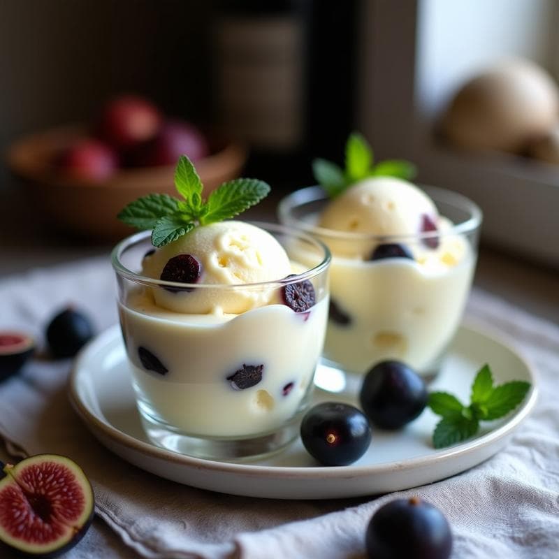 Helado de Queso Mascarpone y Higos Negros: Postre Italiano Sin Azúcar en 4 Ingredientes
