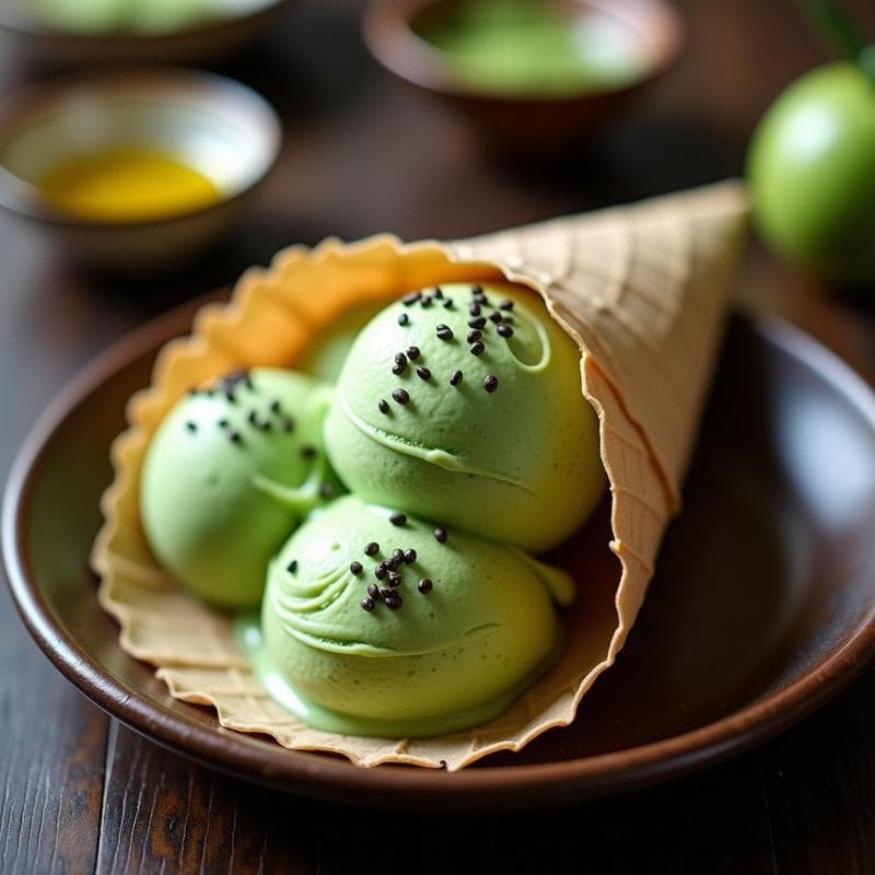Helado de Matcha y Aceite de Oliva: Postre Japonés Sin Azúcar con Textura Cremosa en 5 Minutos