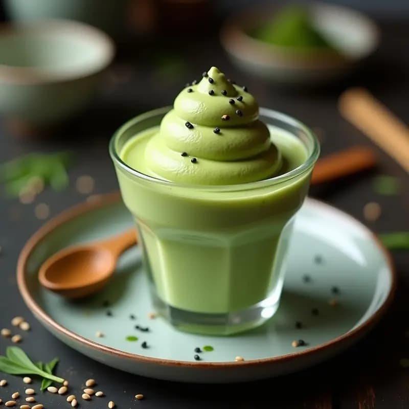 Helado de matcha y arroz glutinoso: Postre Japonés cremoso y sin azúcar