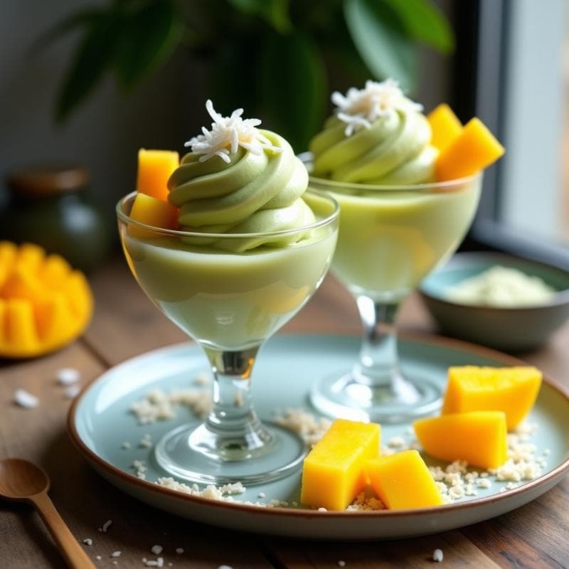 Helado de Matcha y Mango con Base de Yogur Griego: Postre Keto y Alto en Probióticos