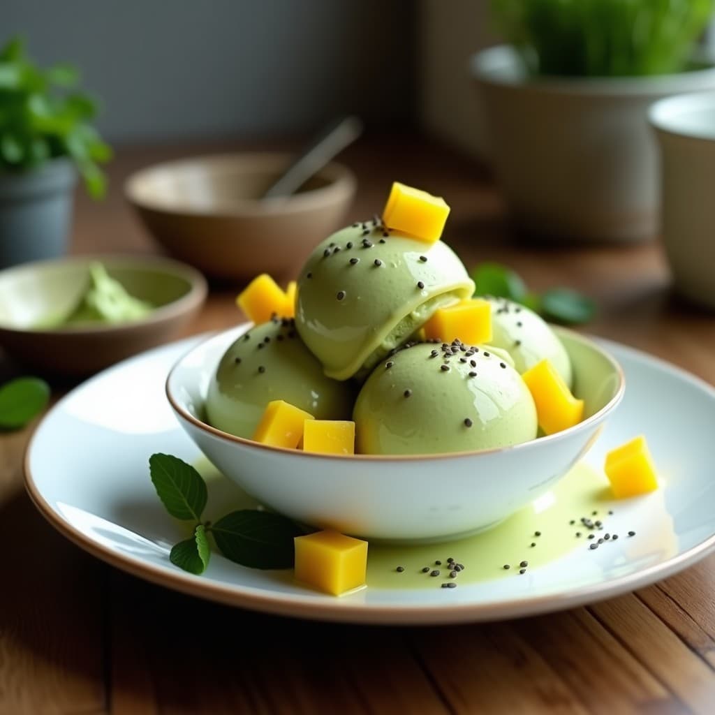 Helado de Matcha y Qoquitos: Postre Peruano Sin Lactosa y Sin Azúcar
