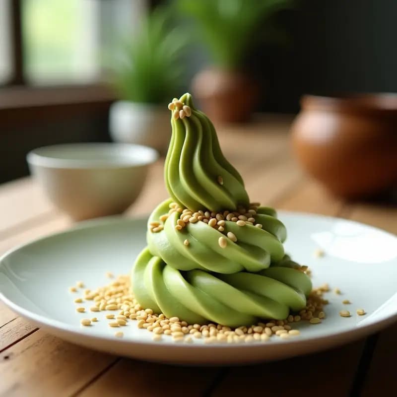 Helado de Té Matcha y Semillas de Lino Dorado: Postre Japonés Sin Lactosa y Alto en Omega-3