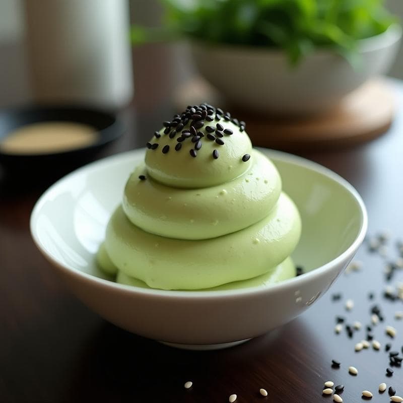 Helado de Té Matcha y Semillas de Sésamo Negro: Postre Japonés Vegano Sin Lácteos en 10 Minutos