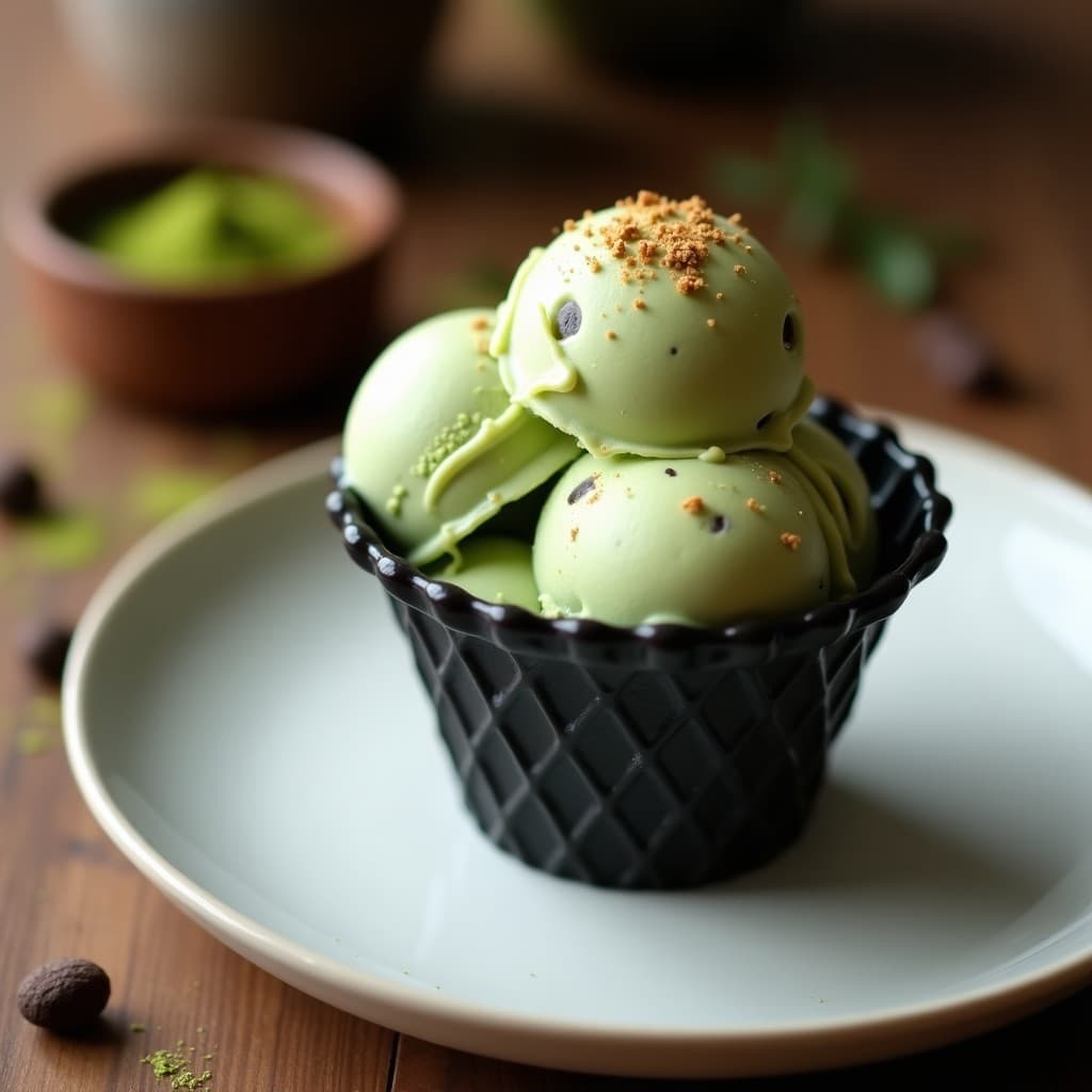 Helado de Matcha y Té Chai con Trozos de Cacao Nibs: Postre Indio-Japonés Sin Azúcar