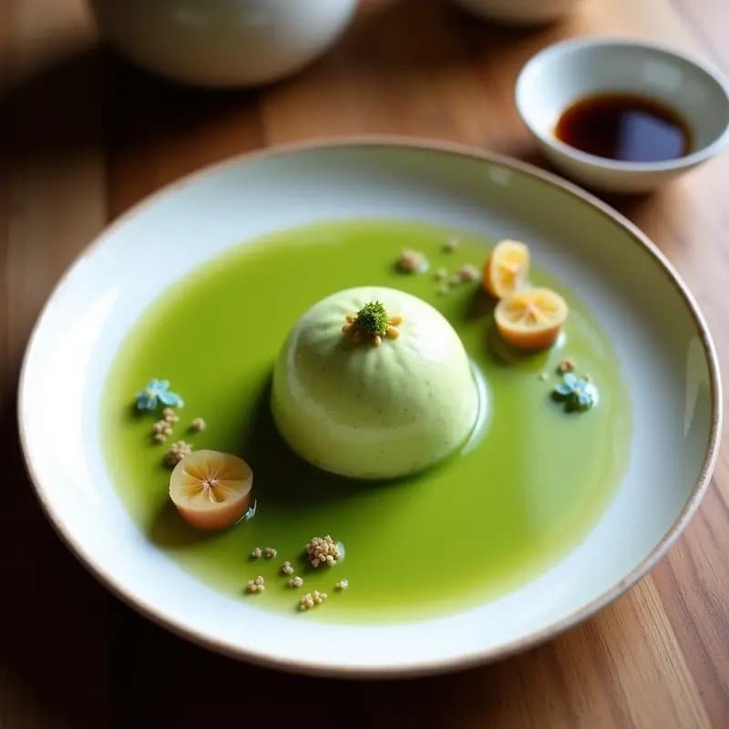 Helado de Té Matcha y Wasabi: Postre Japonés Contraste Dulce-Picante en 3 Capas