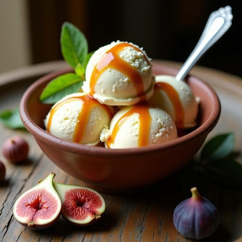Helado de Mateo y Queso de Burgos con Mermelada de Higos: Postre Español Tradicional Sin Azúcar