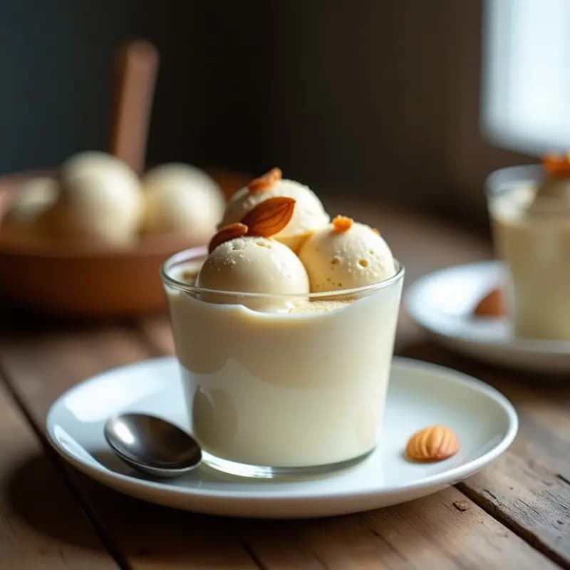 Helado de Miso Blanco y Miel con Crujiente de Almendras: Postre Japonés Keto en 5 Ingredientes