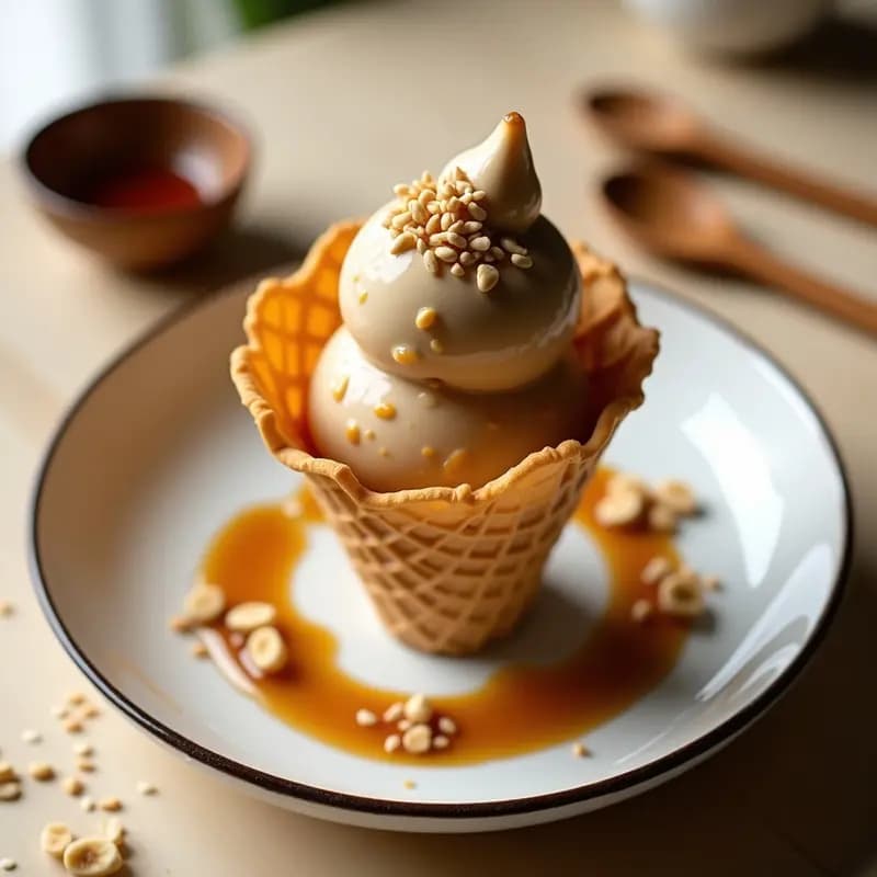 Helado de Miso Caramelizado y Plátano Macho: Postre Japonés Sin Lácteos en 3 Pasos