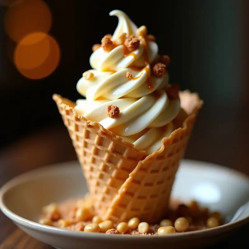 Helado de Miso y Caramelo con Topping de Cacahuetes Japoneses: Postre Umami que Sorprende