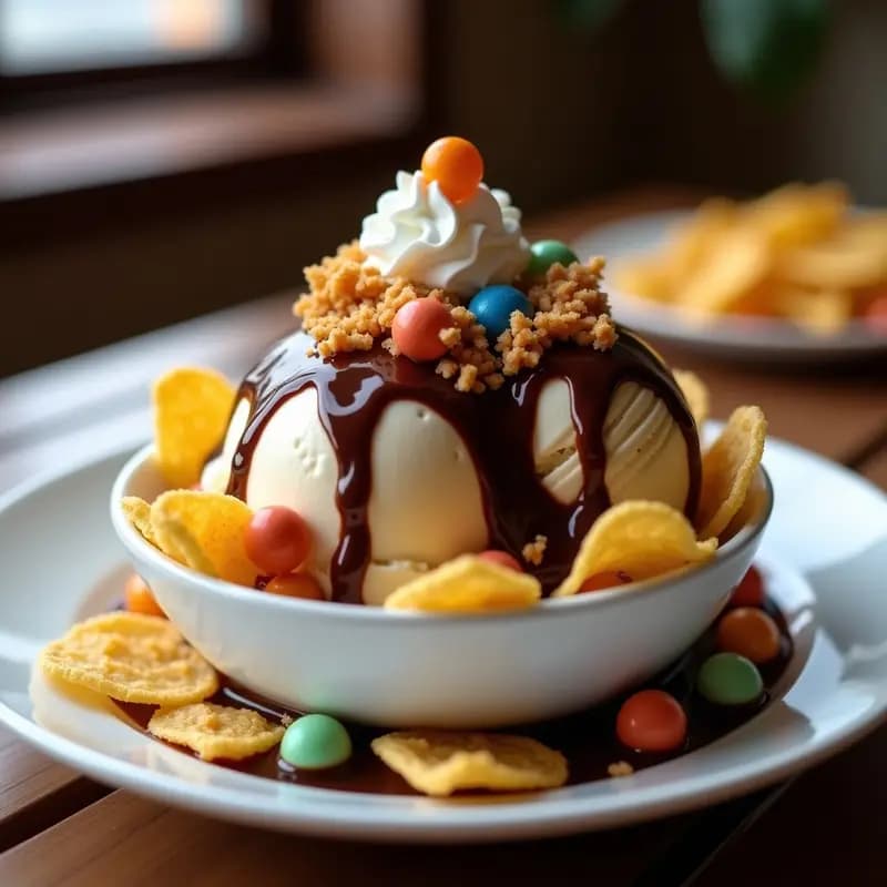 Helado de Patatas Fritas con Salsa de Chocolate y Toppings de Lacasitos: Locura que Enamora