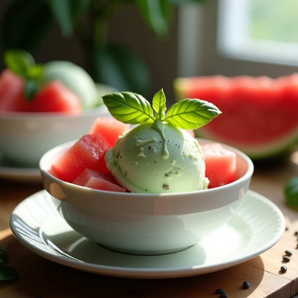 Helado de Pepino y Albahaca con Trozos de Sandía: Postre Veraniego Sin Lácteos