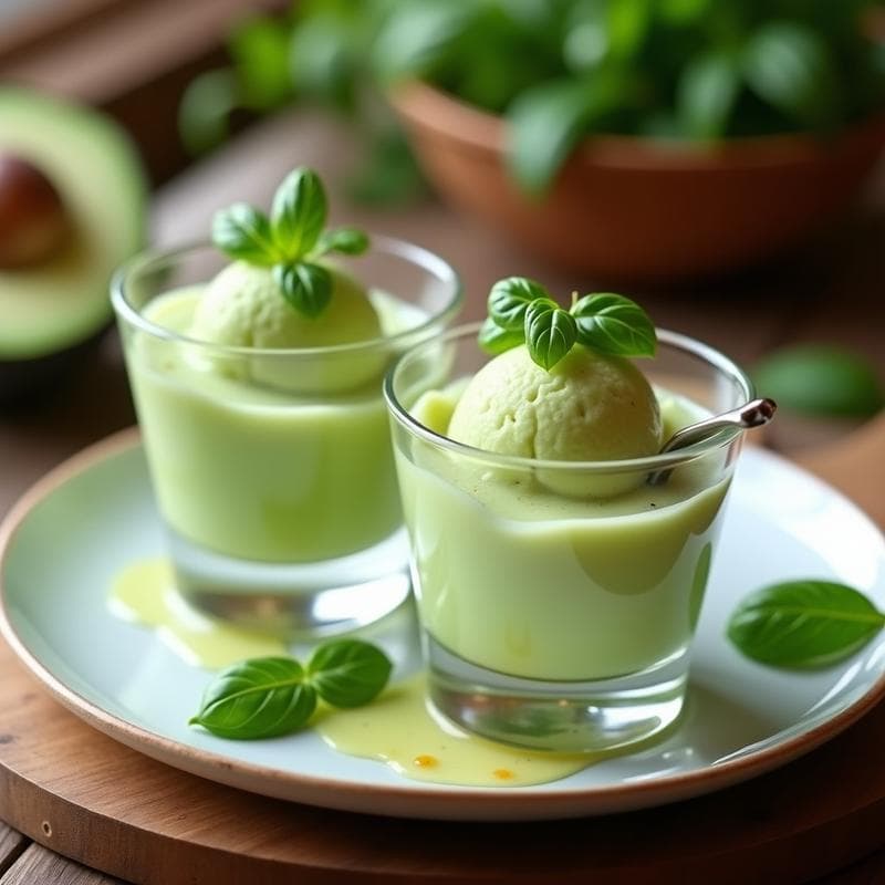 Helado de Pepino y Albahaca con Syrup de Agave: Postre Refreshante Sin Lácteos