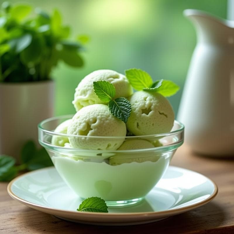 Helado de Pepino y Hierbabuena: Postre Vegano Sin Lácteos con Sirope de Ágave