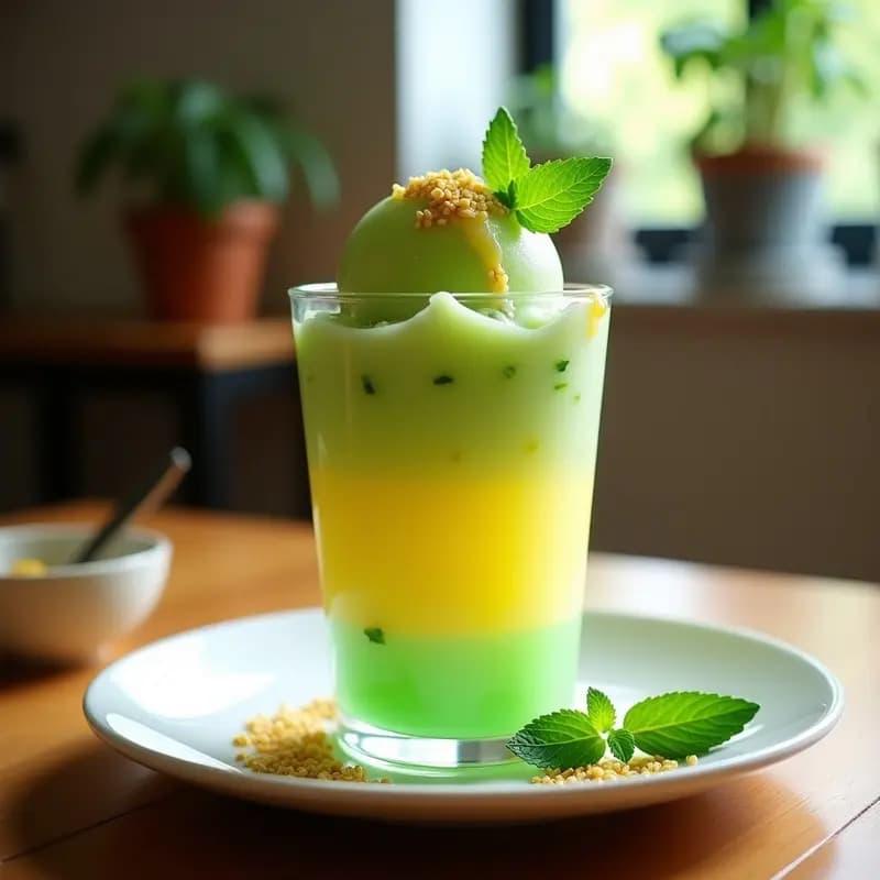 Helado de Limón, Pepino y Mentas con Sirope de Ágave y Semillas de Apio