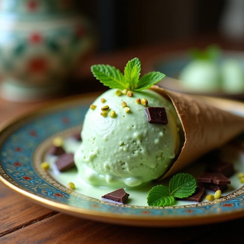 Helado de Pepino y Mentolado con Virutas de Chocolate 100%: Postre Libanés Keto