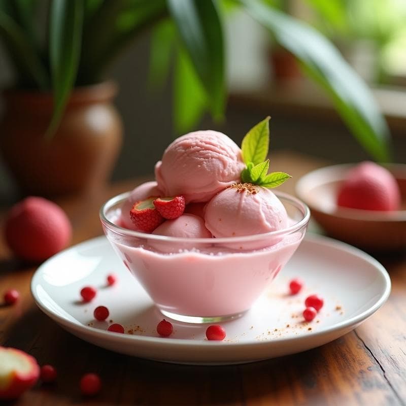 Helado de Pimienta Rosa y Lychee: Postre Tailandés Sin Azúcar en 3 Ingredientes