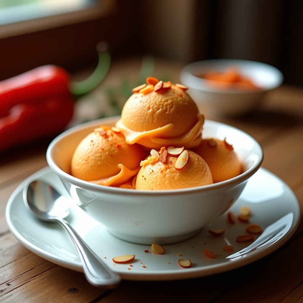 Helado de Pimiento Asado y Almendras: Postre Español Keto Sin Azúcar