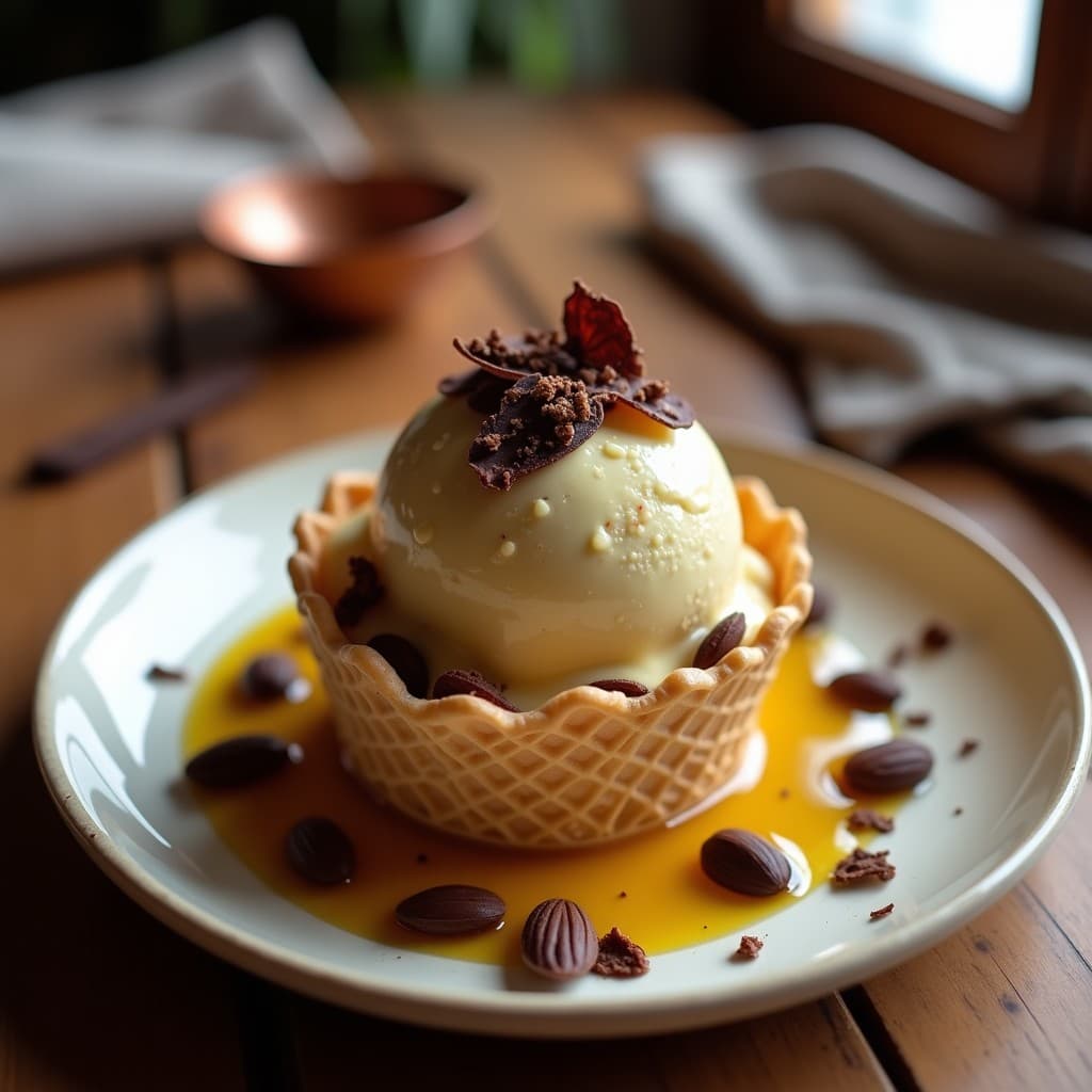 Helado de Pisto y Almendras con Virutas de Chocolate 100%: Postre Español Vegano Sin Lácteos