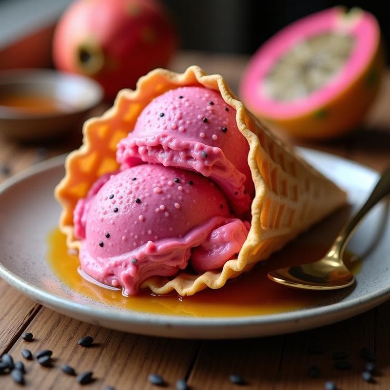 Helado de Pitahaya y Chía con Sirope de Agave: Postre Mexicano Sin Lácteos en 5 Minutos
