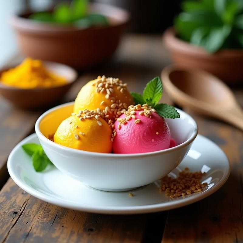 Helado de Pitahaya y Cúrcuma con Crujiente de Semillas: Postre Mexicano Sin Azúcar