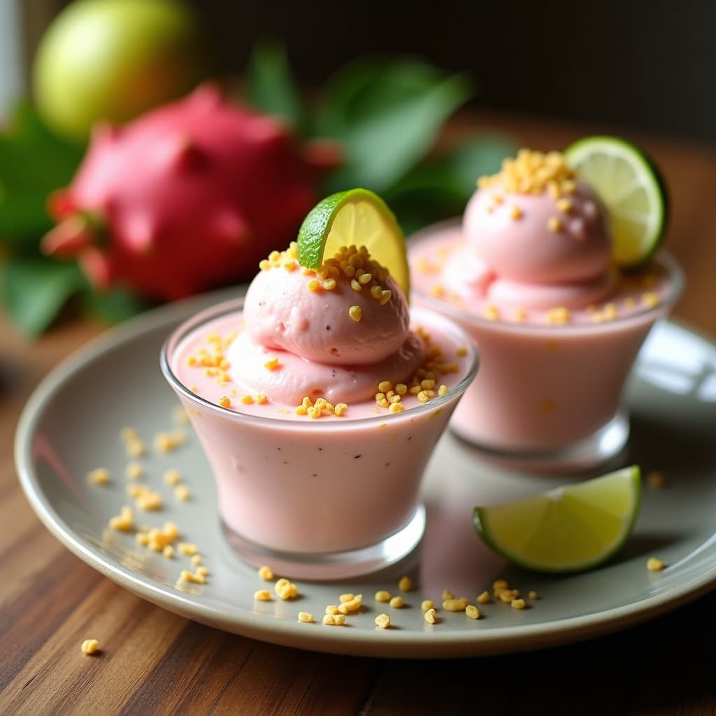 Helado de Pitahaya y Limón con Semillas de Amapola: Postre Mexicano Sin Lactosa