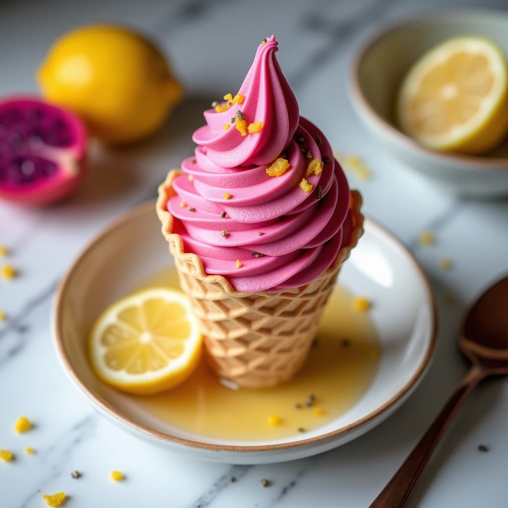 Helado de Pitahaya y Limón con Swirl de Miel de Agave: Postre Vegano y Detox