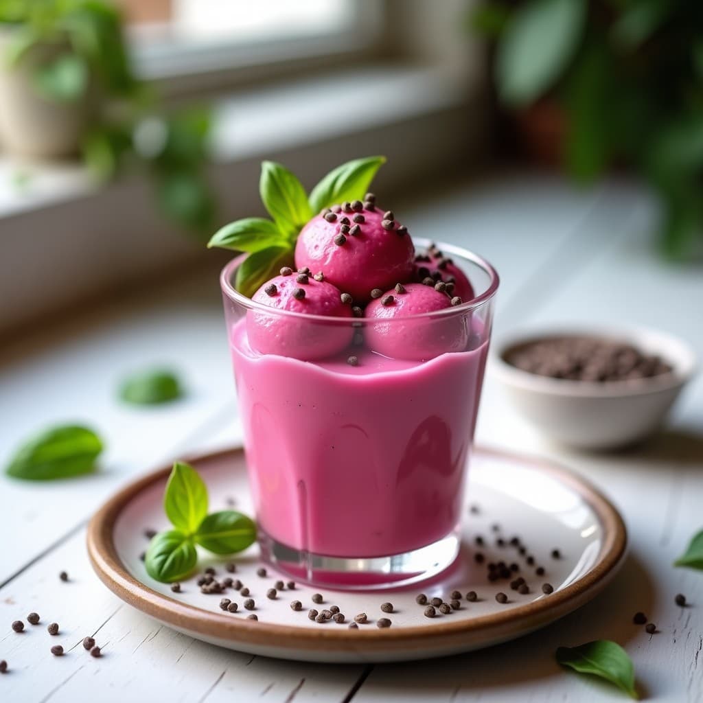 Helado de Pitaya y Albahaca: Postre Vegano Sin Azúcar con Toque Floral