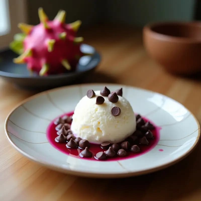Helado de Pitaya y Coco con Chips de Chocolate Negro: Postre Mexicano Vegano