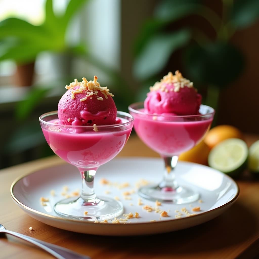 Helado de Pitaya y Rosa Mosqueta: Postre Sin Azúcar con Toque Exótico