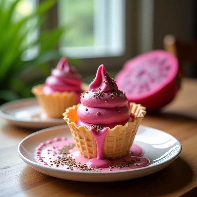 Helado de Pitaya y Semillas de Chía: Postre Sin Lácteos y Bajo en Calorías con Toque Tropical
