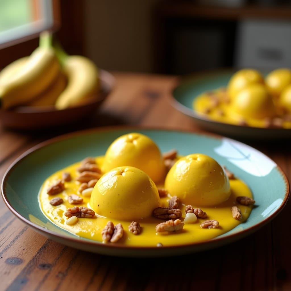 Helado de Plátano y Cúrcuma con Topping de Nueces: Postre Vegano Sin Lácteos en 5 Minutos