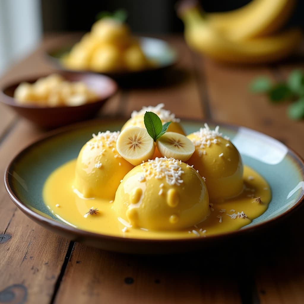 Helado de Plátano y Curry con Topping de Coco: Postre Vegano y Sorprendente