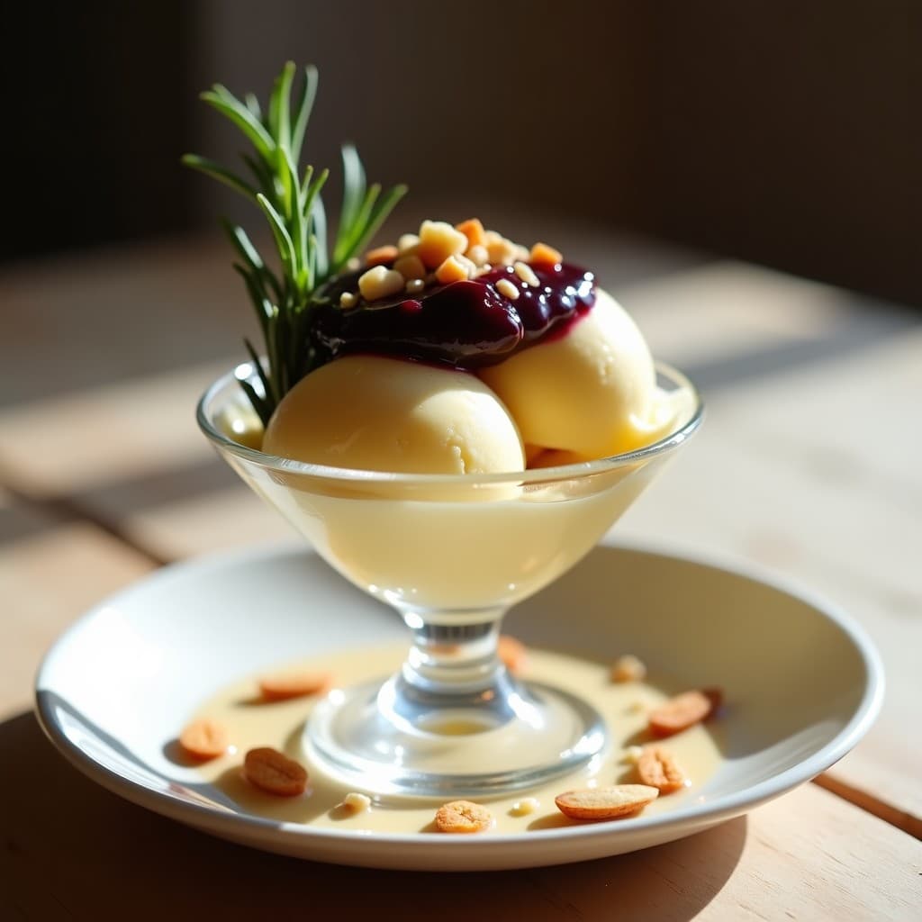 Helado de Queso de Cabra y Romero con Mermelada de Higos: Postre Francés Keto Sin Azúcar