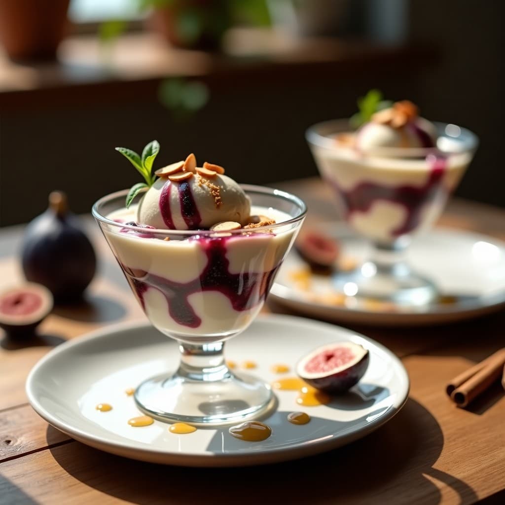 Helado de Queso Crema y Mermelada de Higo Negro: Postre SinAzúcar con Toque Griego