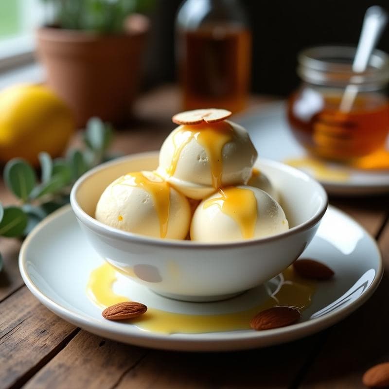 Helado de Queso Requesón y Miel de Eucalipto: Postre Griego Sin Azúcar en 4 Ingredientes