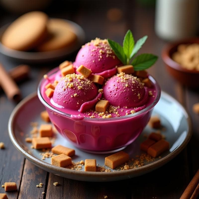 Helado de Remolacha y Jengibre con Trozos de Gingerbread: Postre Invernal Sin Lácteos