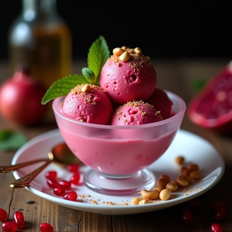 Helado de Remolacha y Jengibre con Topping de Granada: Postre Ayurvédico Sin Azúcar