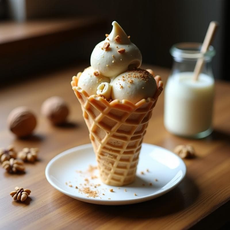 Helado de té de Rooibos y Leche de Almendras con Trozos de Nuez: Postre Sudafricano Sin Lactosa