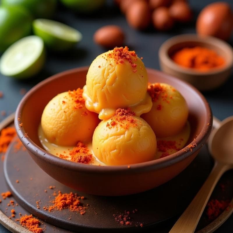 Helado de Tamarindo y Chile en Polvo: Postre Mexicano Vegano Sin Lácteos