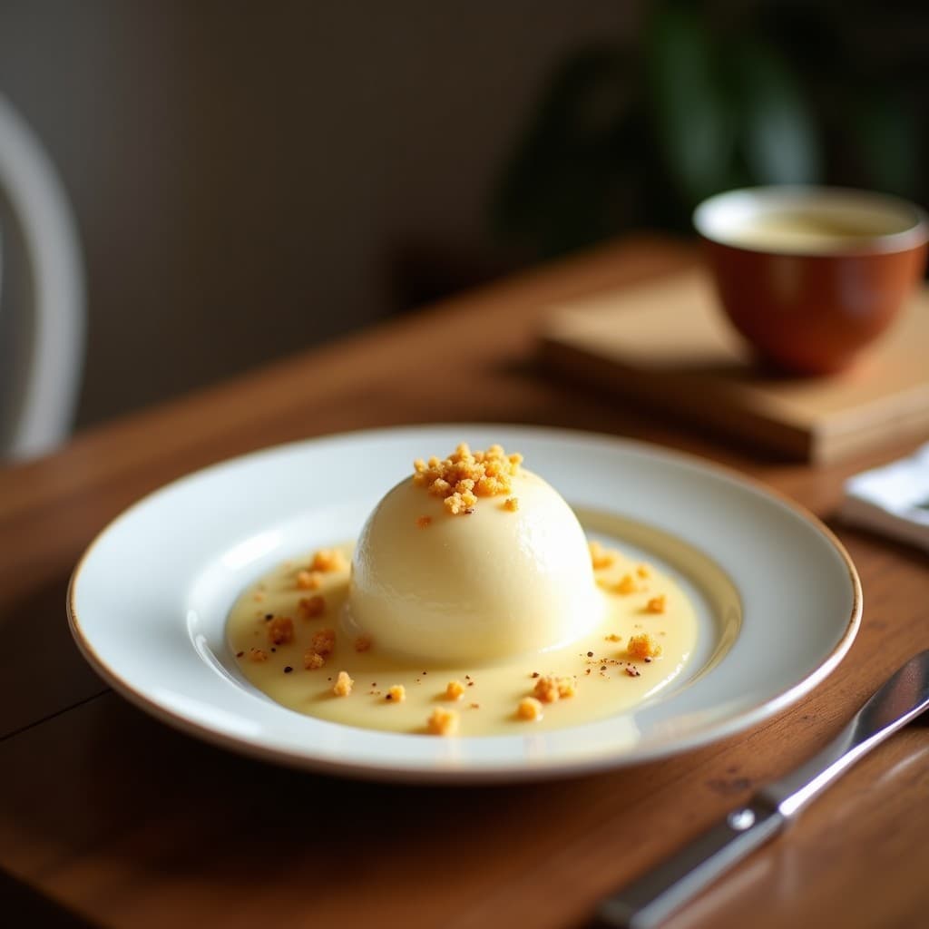 Helado de taro y leche de soja con crujiente de sésamo: Postre asiático vegano sin azúcar