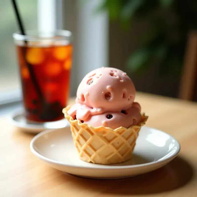 Helado de Té de Burbujas y Litchi: Postre Taiwánes Sin Lácteos en 3 Ingredientes