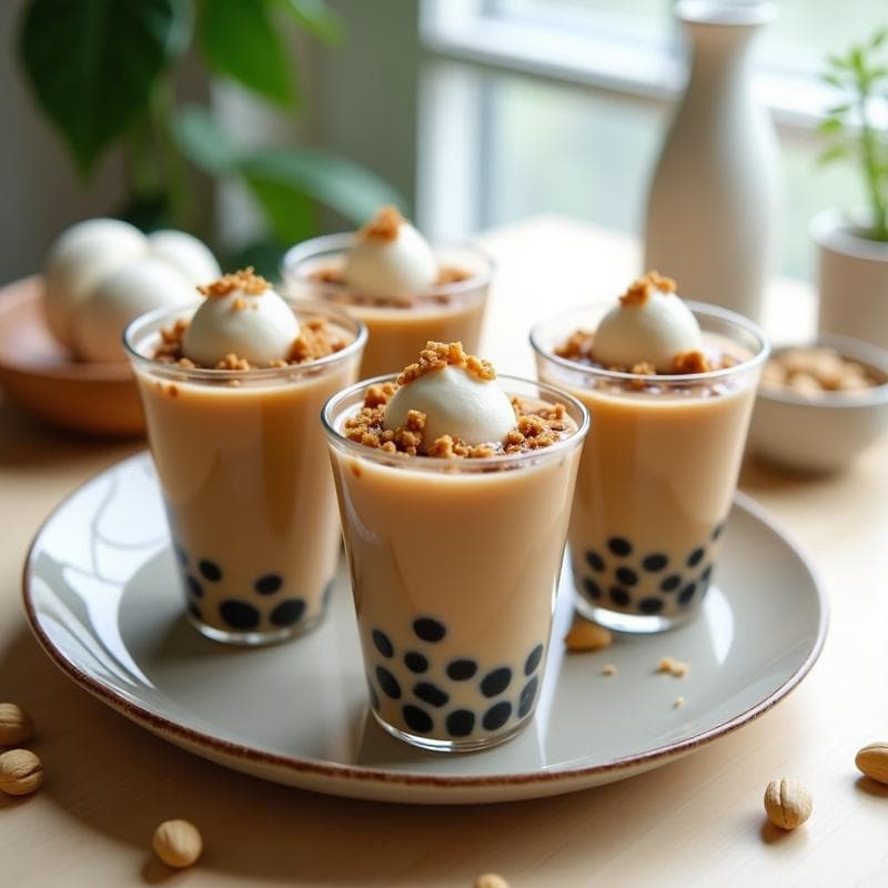 Helado de Té de Burbujas con Toppings de Mochi: Postre Japonés Jin Sin Azúcar y Sin Lactosa